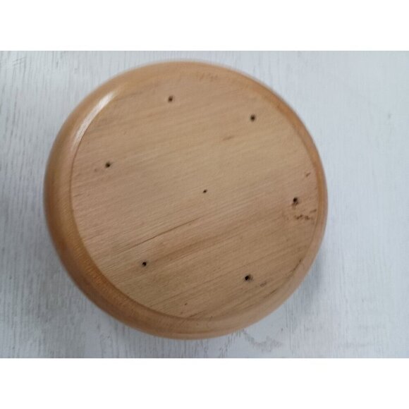 Vintage Red Oak Segmented Wood Round Serving Bowl Salad Rustic Hand Carved - Picture 6 of 8